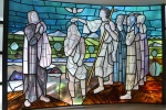 Vitral produzido a partir do quadro "O Batismo de Jesus", de Portinari, 1952. Fotógrafo Antônio Albuquerque. Acervo do Núcleo de Memória da PUC-Rio.