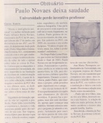 Obituário do prof. Paulo Novaes, Jornal da PUC, 15/08/2006, p.3.